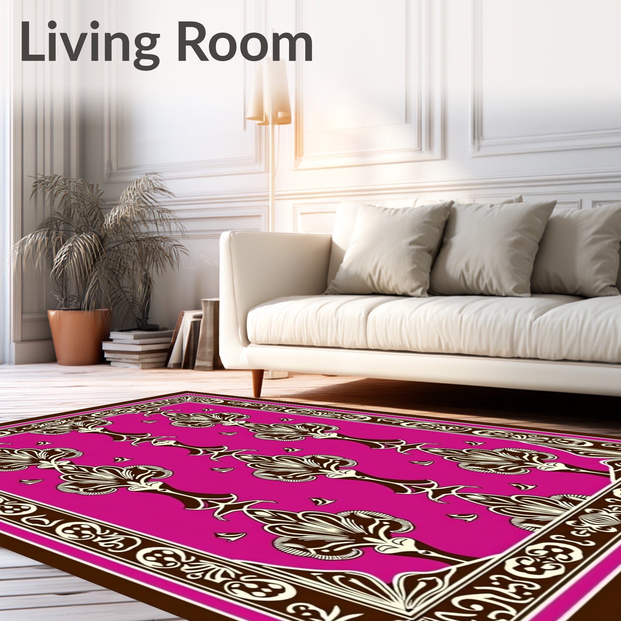Fuchsia Baroque Floral Medallion Rug