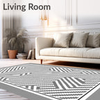 Monochrome Geometric Maze Rug