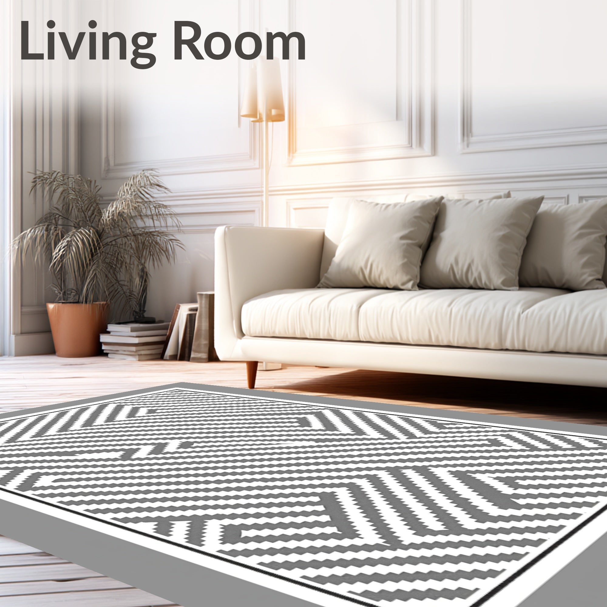 Monochrome Geometric Maze Rug
