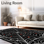 Black White Spiderweb With Red Accents Rug