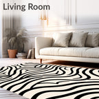 Abstract Black White Wave Rug