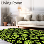 Bold Lime Green Leafy Branches Rug