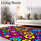 Retro Floral Explosion Bright Colors Rug