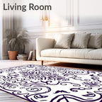 Deep Purple Floral Scrollwork Rug