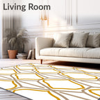 Golden Taupe Intersecting Diamond Grid Rug