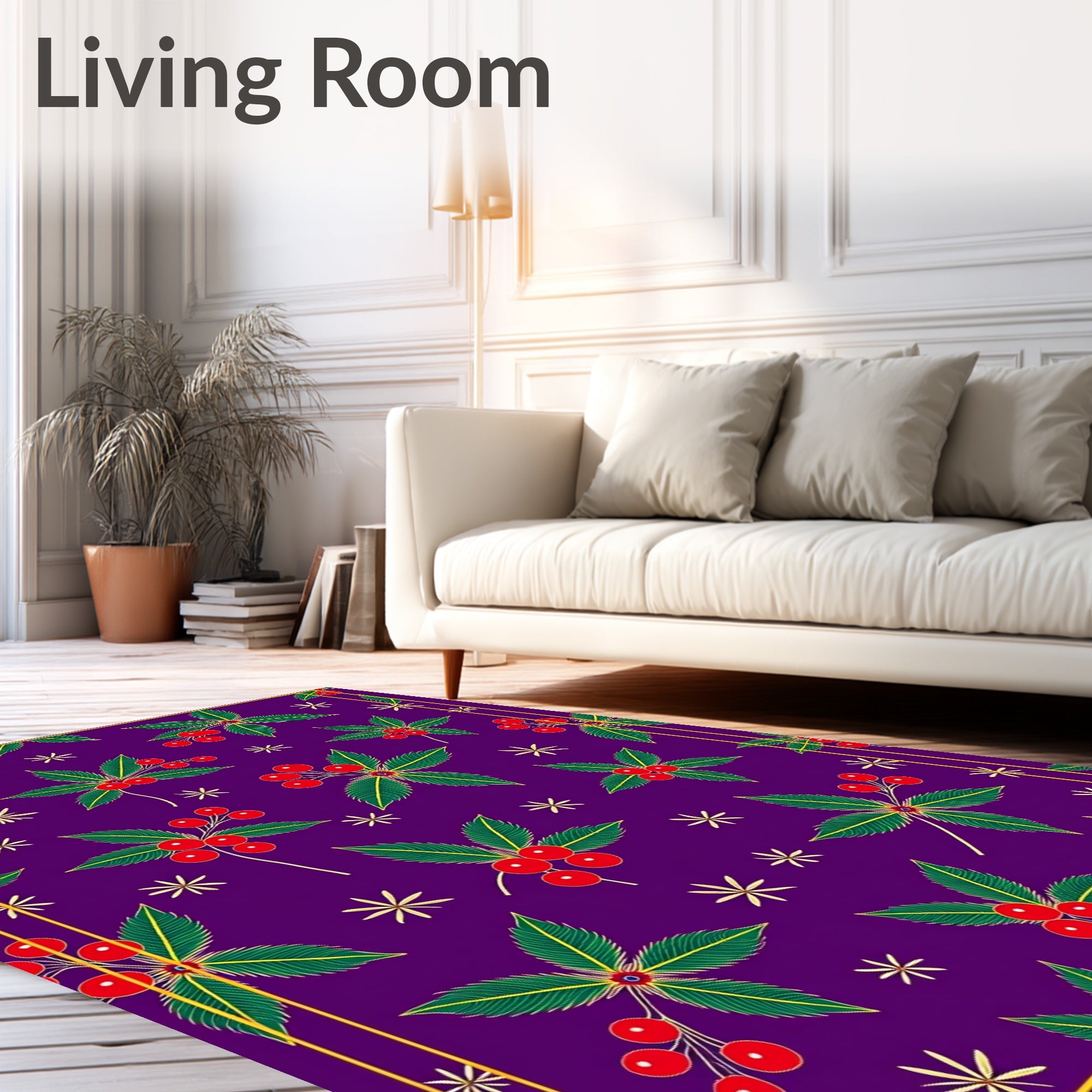 Purple Holly Berry Festive Scatter Rug