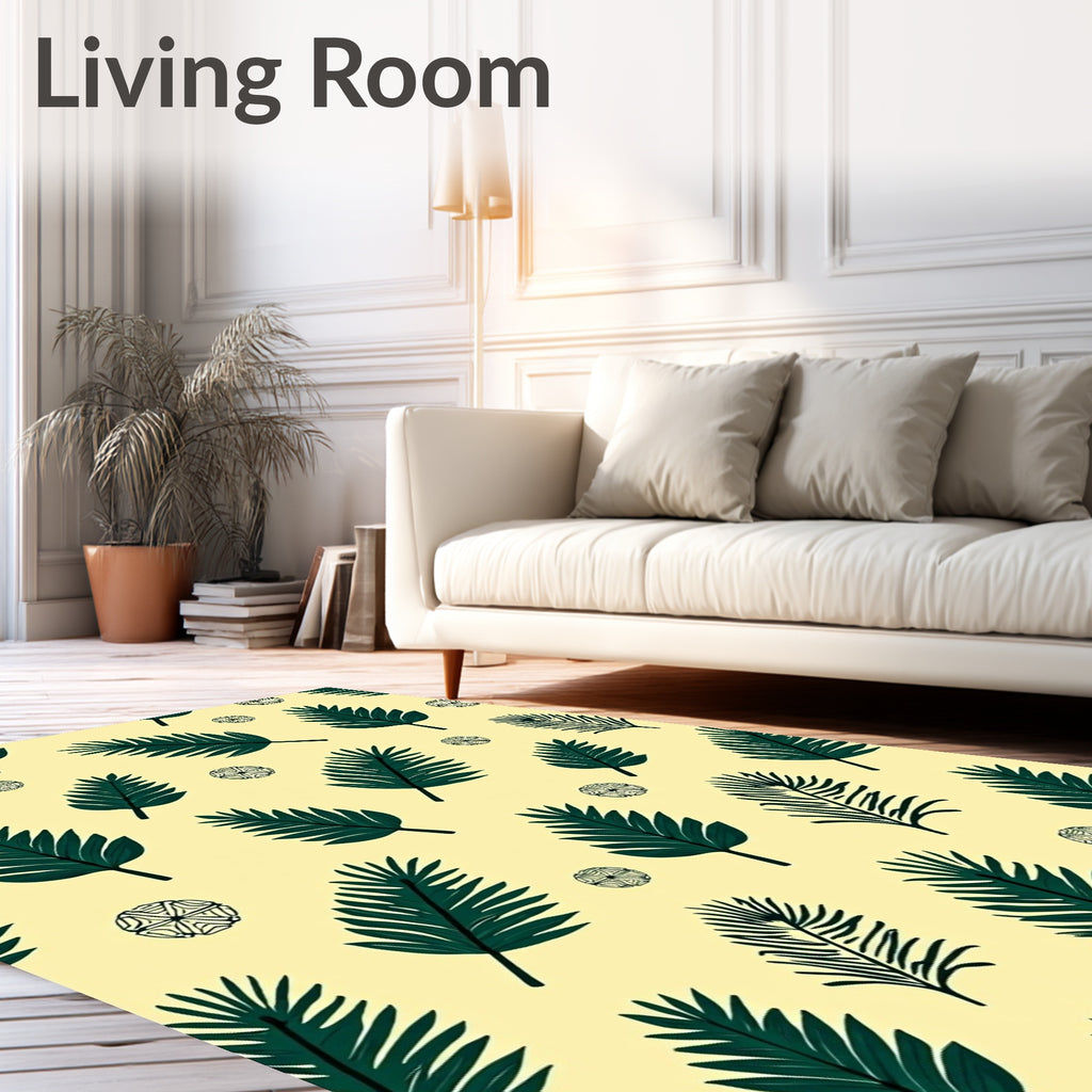 Deep Green Palm Frond Medallion Rug