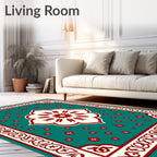 Crimson Bloom Teal Medallion Rug