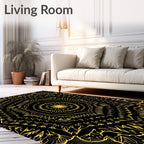 Golden Black Mandala Floral Harmony Rug