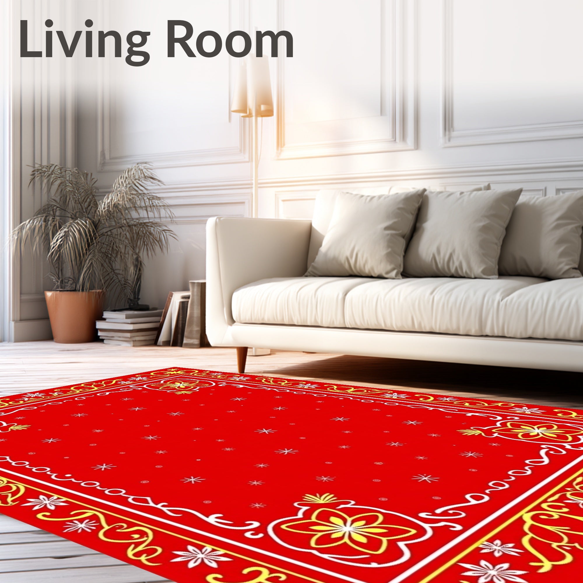 Radiant Golden Swirl Border Rug