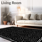 Abstract Black White Swirl Lines Rug