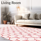 Red Hexagonal Butterfly Chain Rug