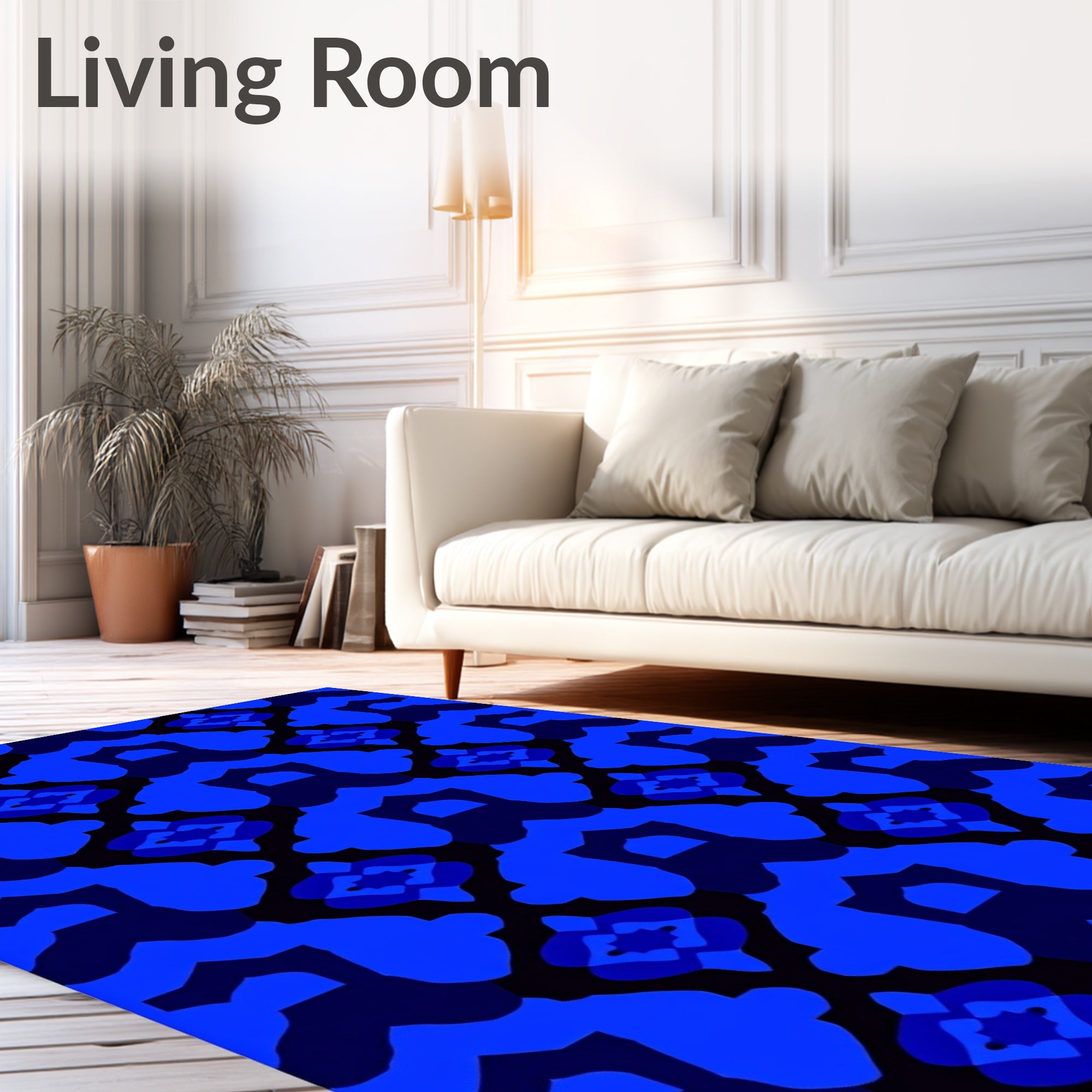 Bold Electric Blue Arch Scallop Rug