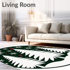 Festive Green Christmas Tree Snowflakes Rug