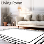 Art Deco Black Geometric Border Rug