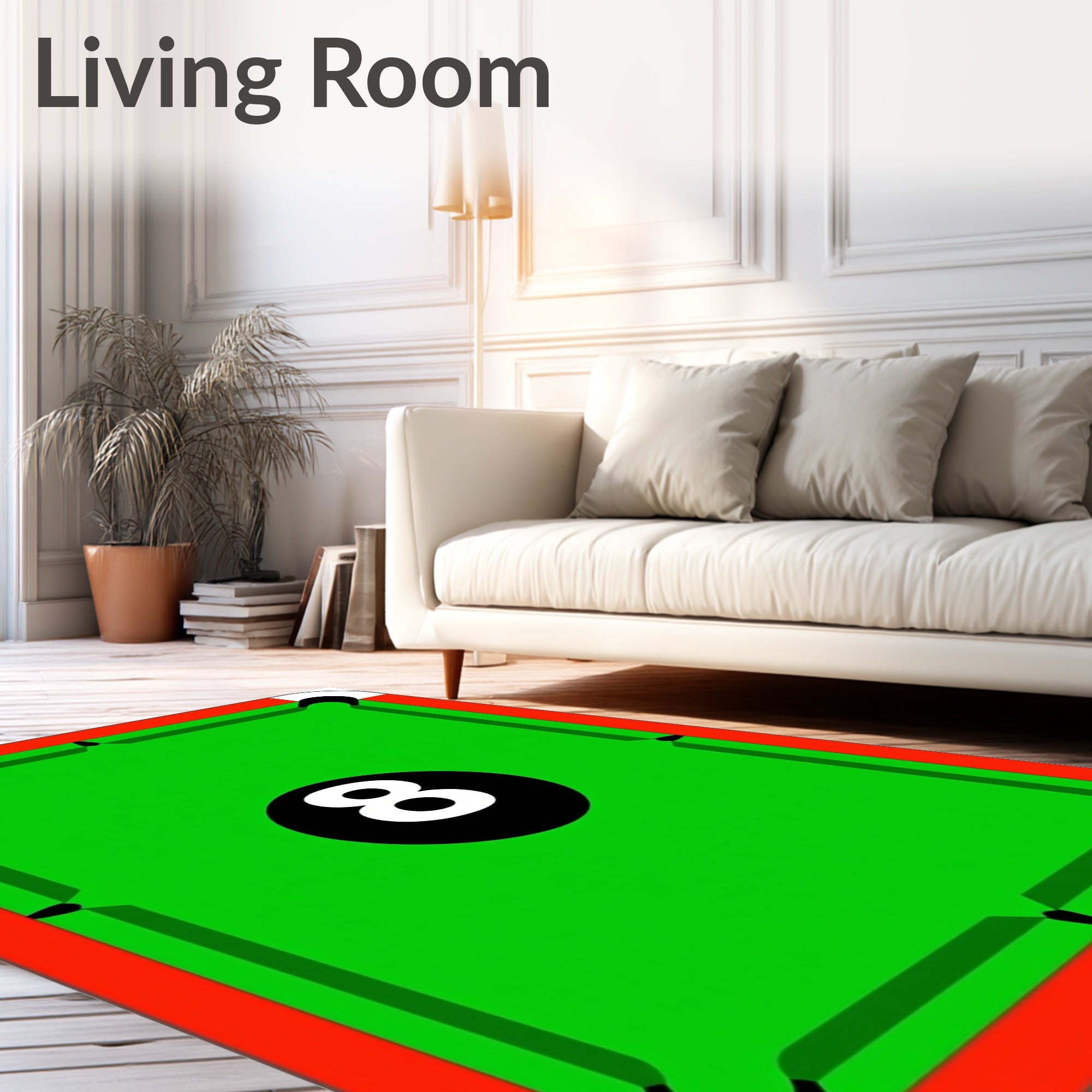 Vibrant Emerald Green Eight Ball Play Rug