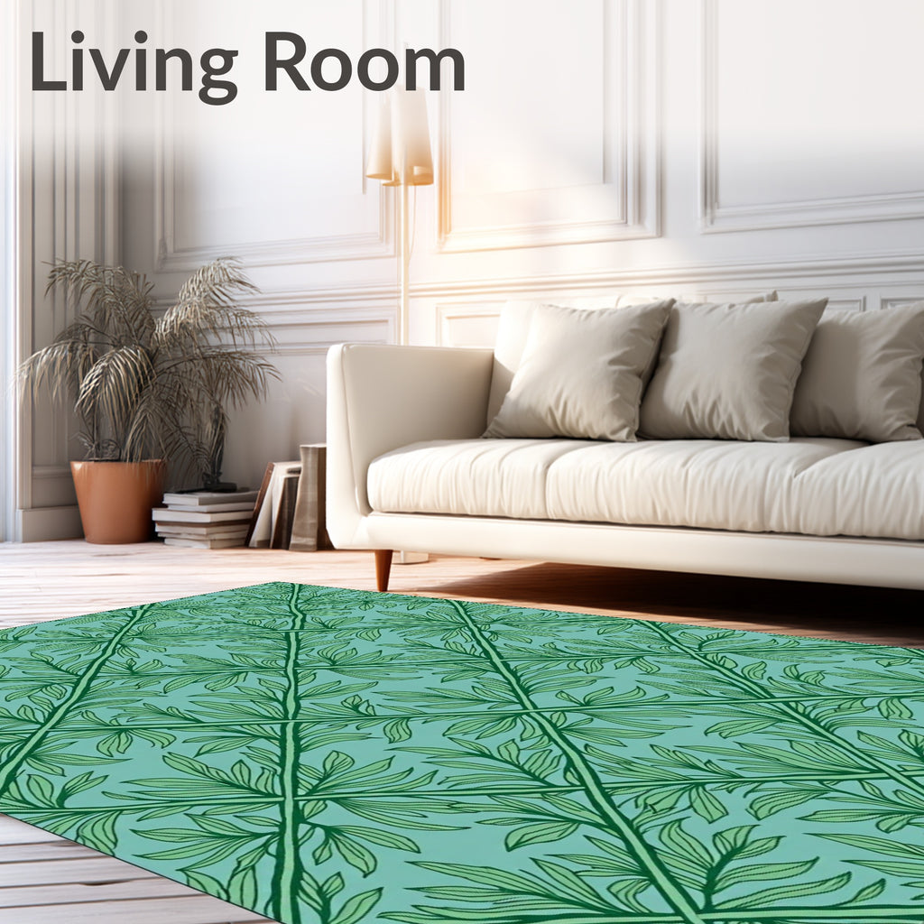 Art Nouveau Green Leaf Trellis Rug