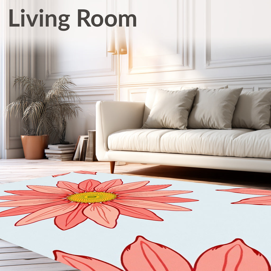 Coral Pink Daisy Garden Repeat Rug