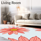 Coral Pink Daisy Garden Repeat Rug