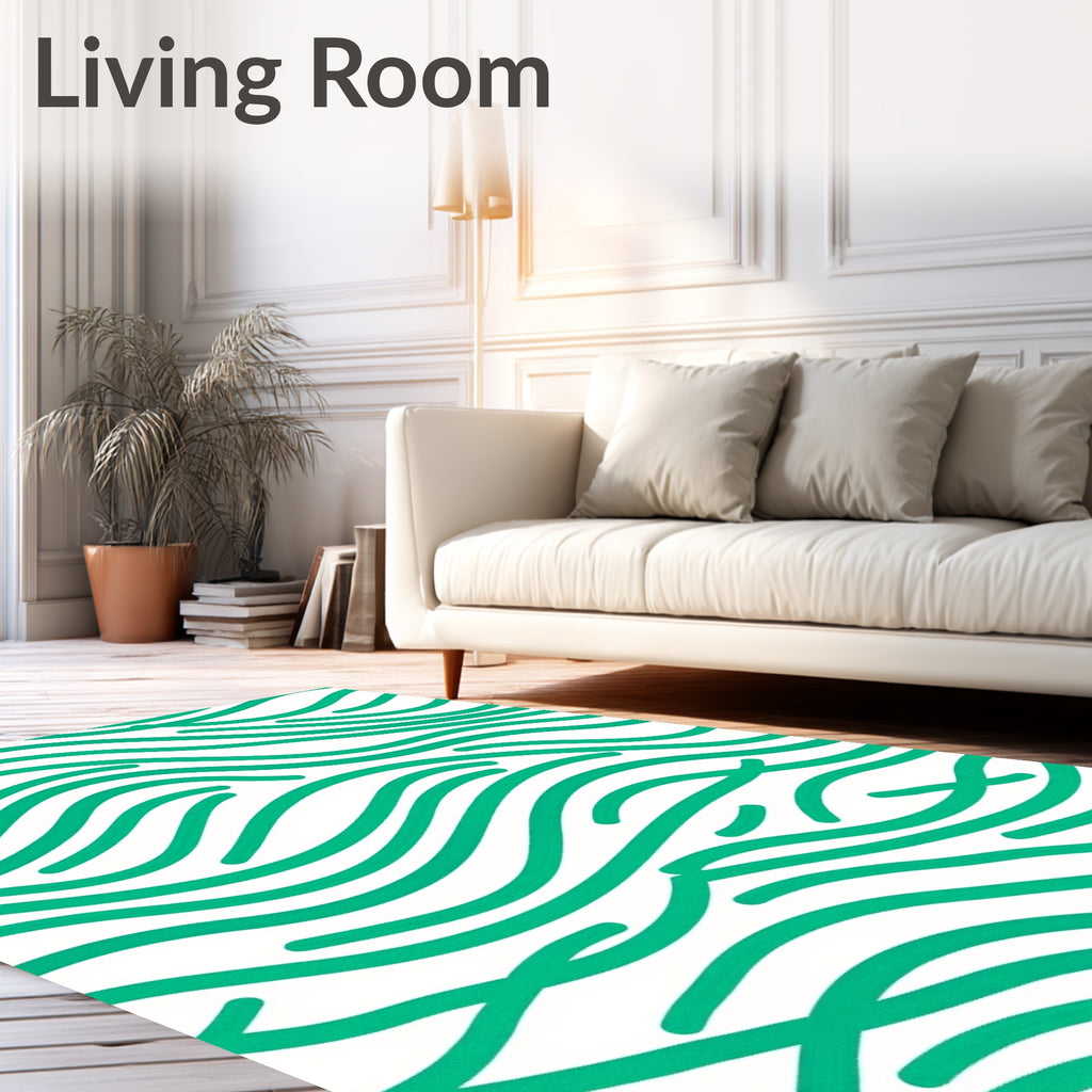 Emerald Green Wavy Stripes Rug