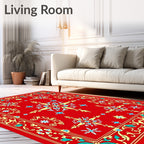 Crimson Red Starburst Medallion Rug