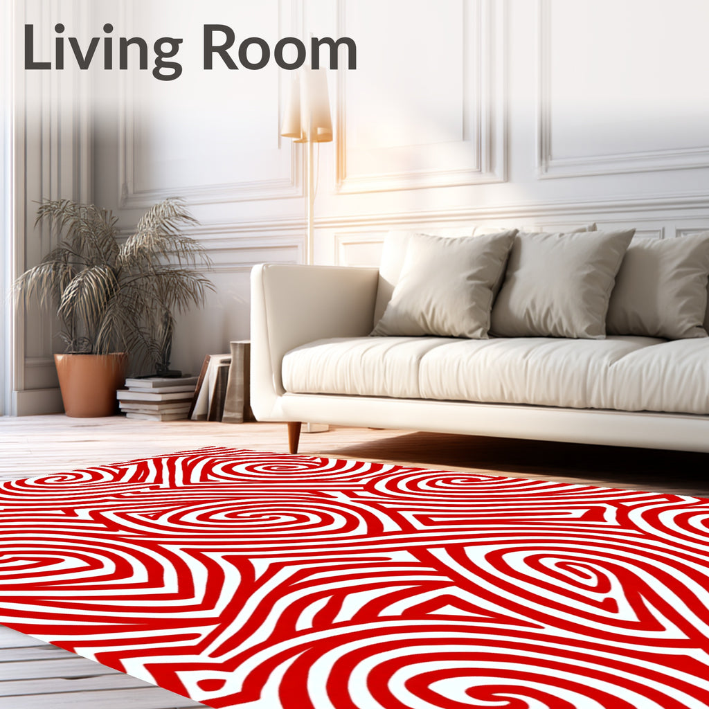Bold Crimson Abstract Swirl Rug