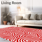 Bold Crimson Abstract Swirl Rug