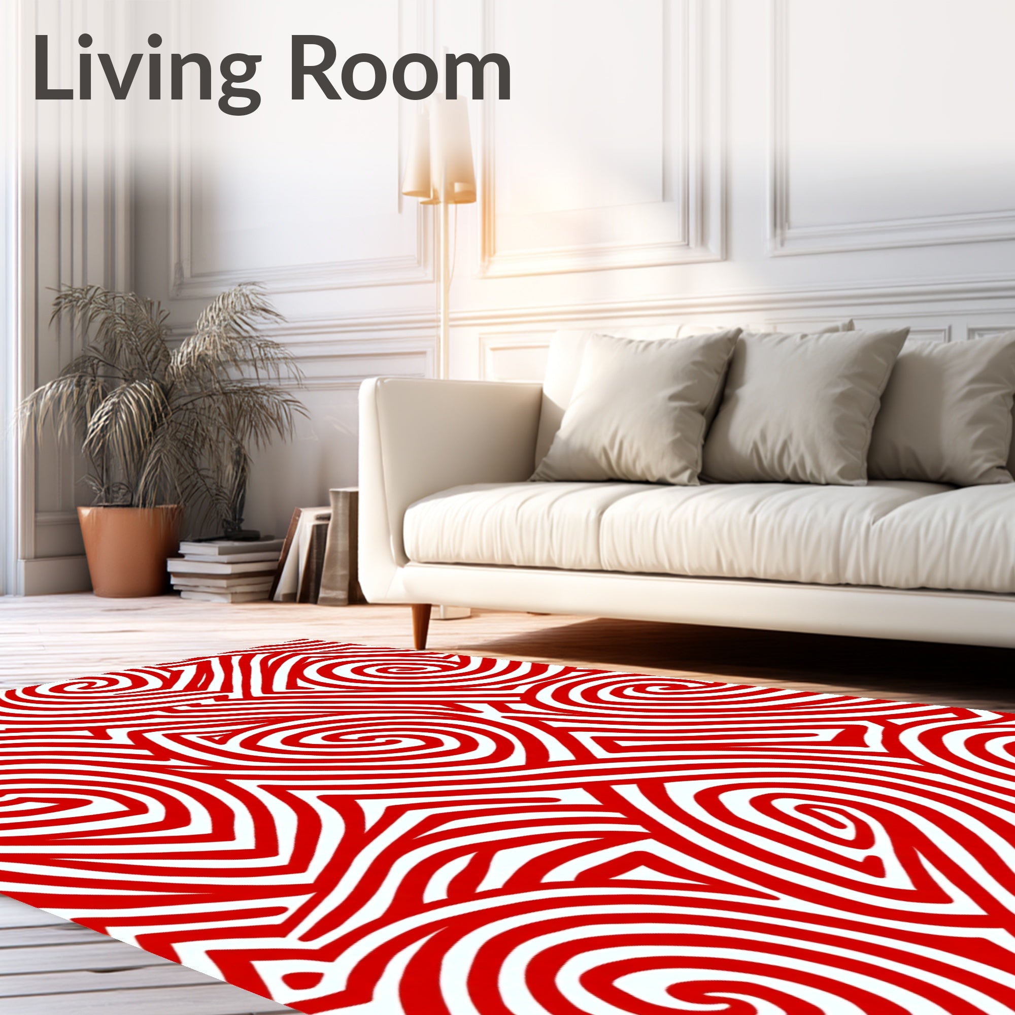 Bold Crimson Abstract Swirl Rug