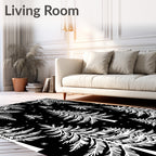 Black White Pine Forest Snowflakes Rug