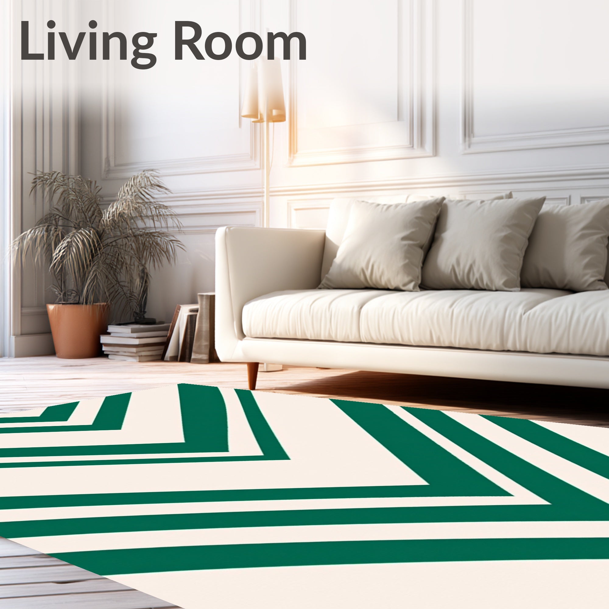 Emerald Green Chevron Lines Rug