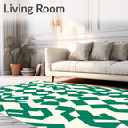 Deep Green Emerald Geometric Mosaic Rug