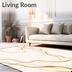 Cream Gold Veined Swirl Rug
