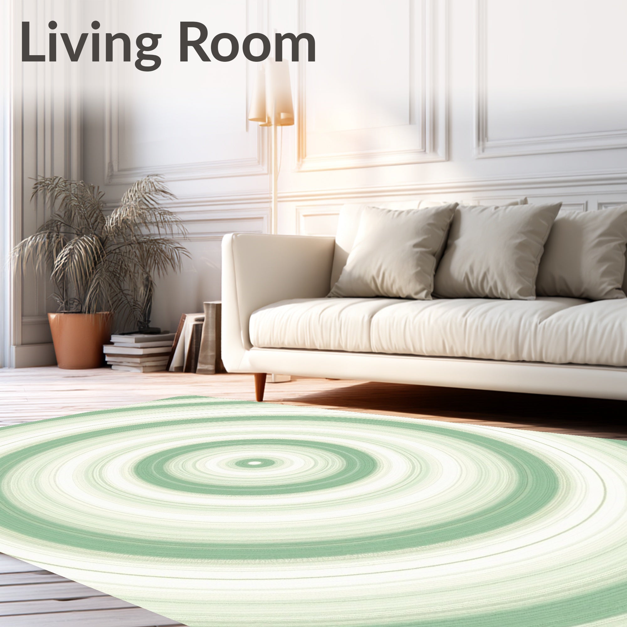 Sage Green Concentric Circles Rug