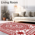 Vibrant Crimson Mandala Statement Rug