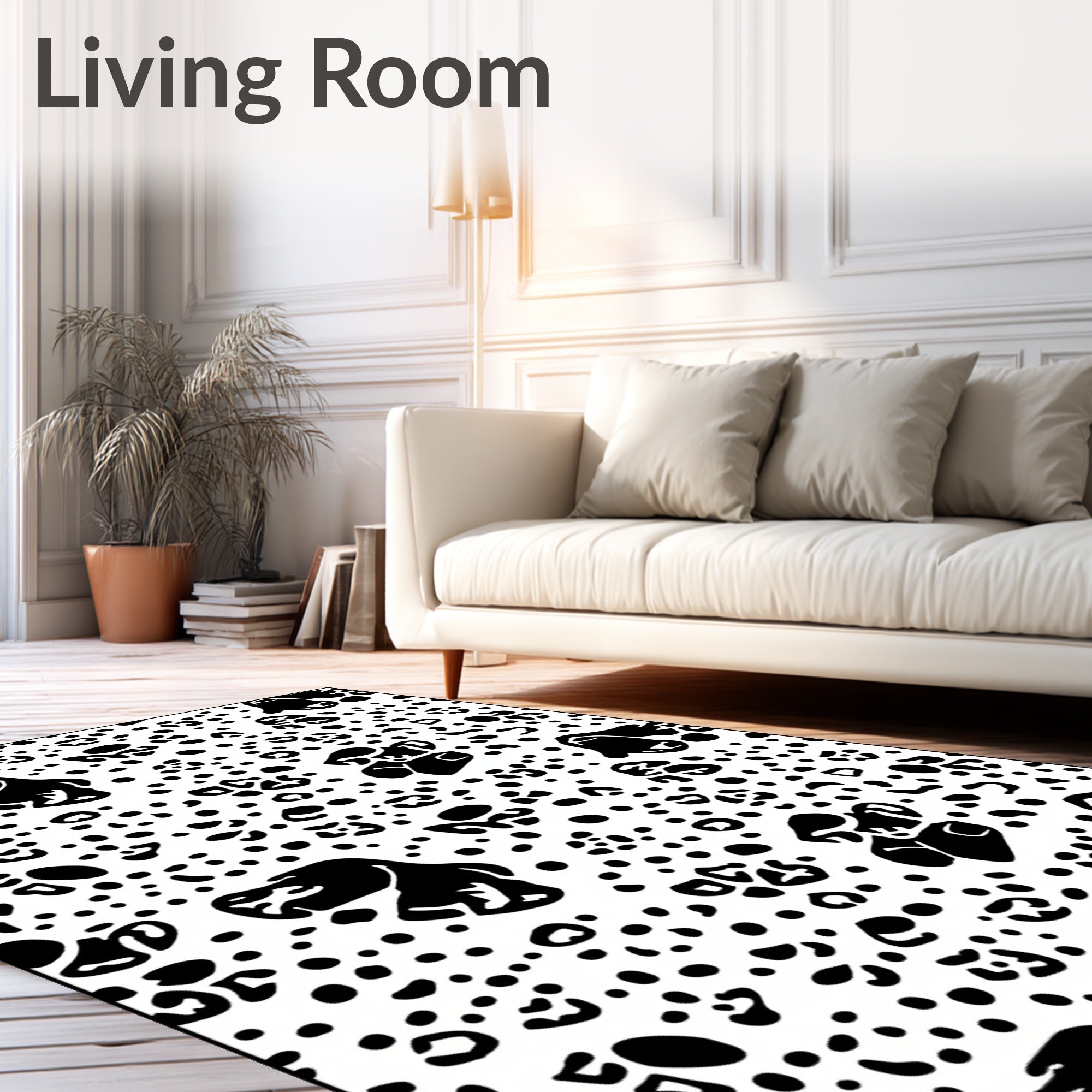 Black White Dalmatian Spots Rug