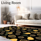 Whimsical Yellow Pineapple Tropical Leaves Rug