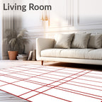 Crimson Red Rectangular Grid Rug
