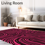Bold Pink Black Swirl Rug