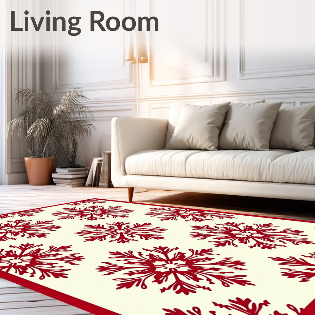 Crimson Floral Burst Repeat Rug