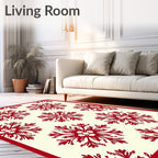 Crimson Floral Burst Repeat Rug