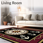 Maroon Compass Anchor Nautical Theme Rug