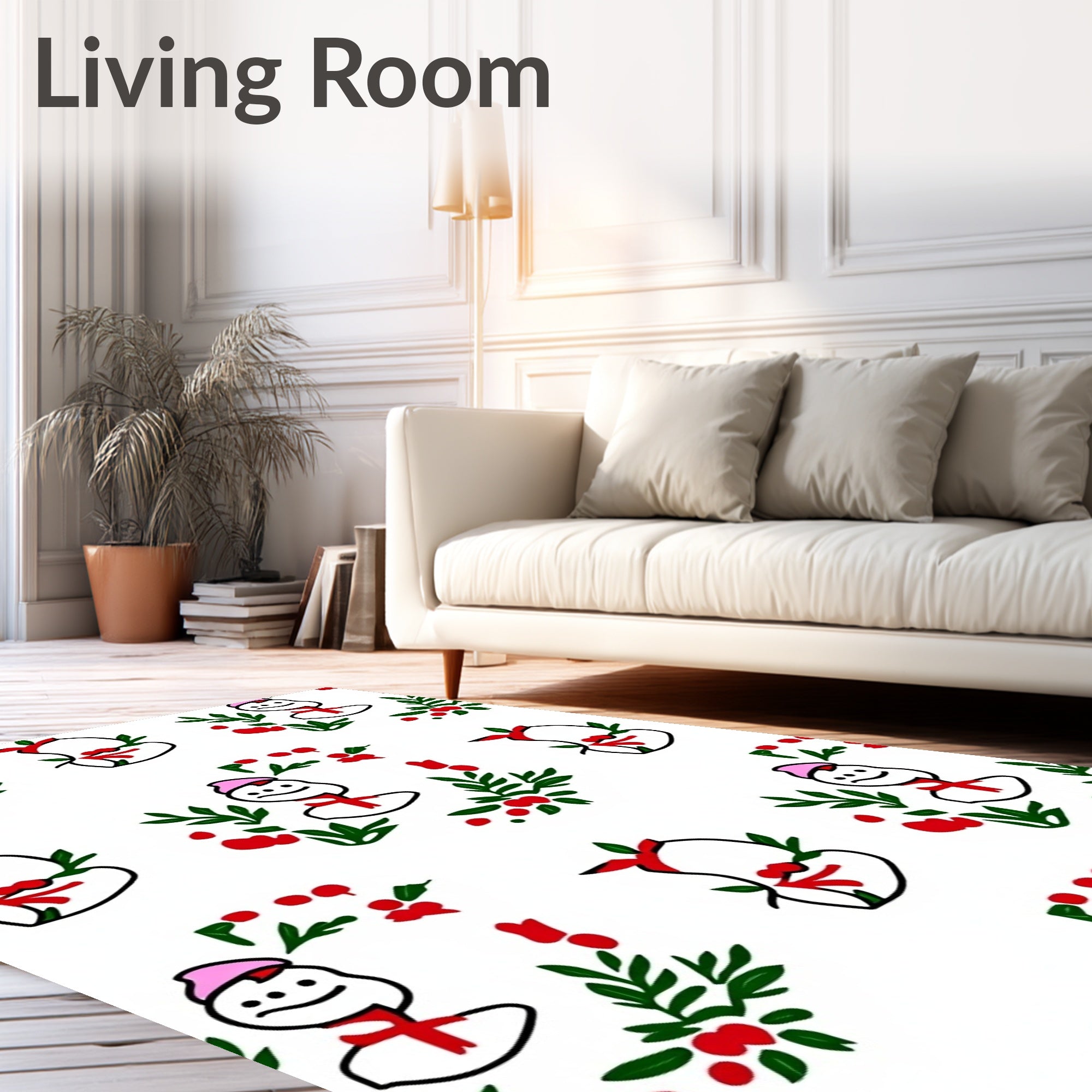 Pink Hat Red Scarf Berry Garland Rug