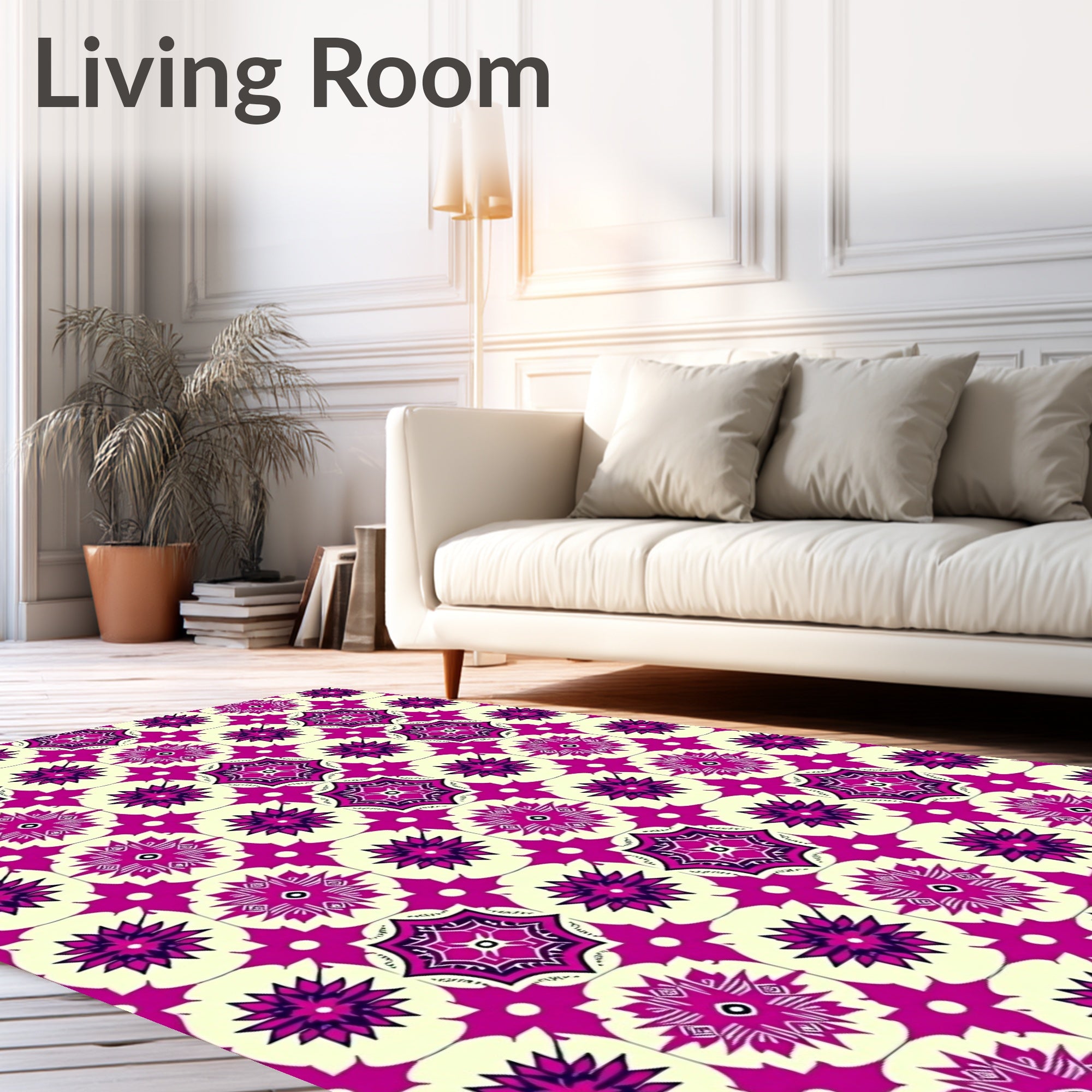 Vivid Magenta Geometric Starburst Rug