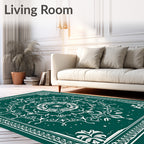 Deep Teal Intricate Mandala Rug