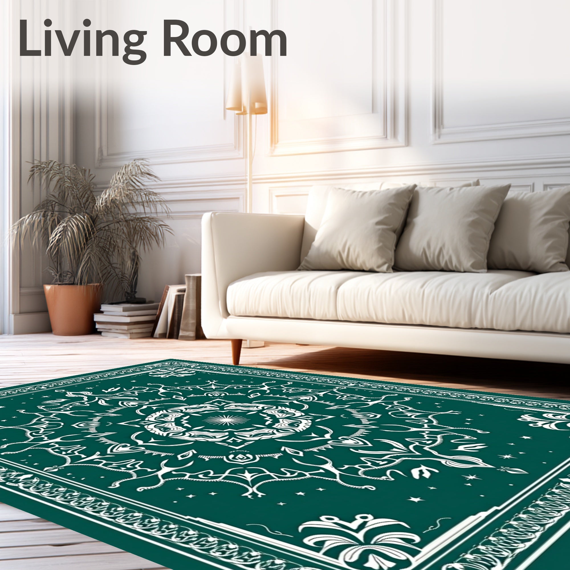Deep Teal Intricate Mandala Rug