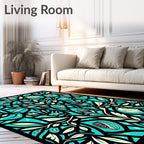 Teal Floral Symmetry Art Deco Rug