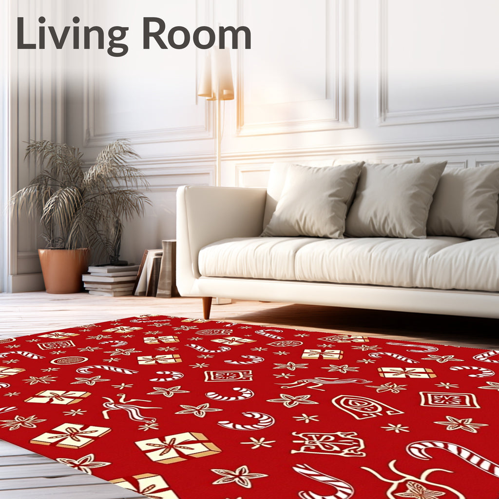 Festive Red Holiday Icons Medley Rug