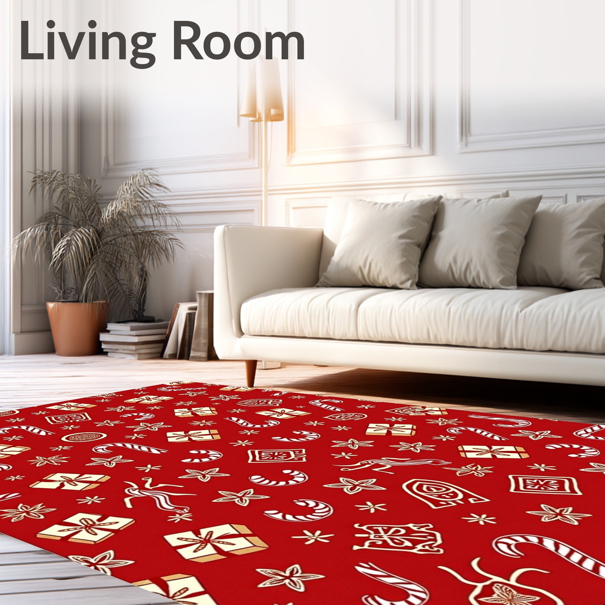 Festive Red Holiday Icons Medley Rug