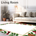 Festive Evergreen Pinecone Bow Border Rug
