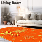 Retro Yellow Cat Meets Winter Village Rug